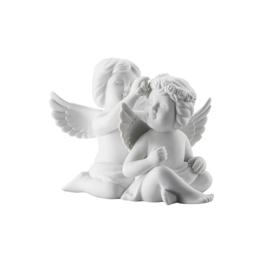 Pair Angels with Floral Wreath 8 cm