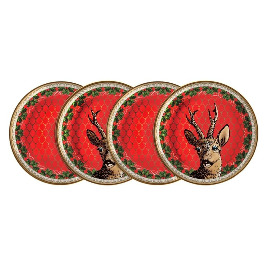 Antler Trellis & Stag - Red - Coaster Set