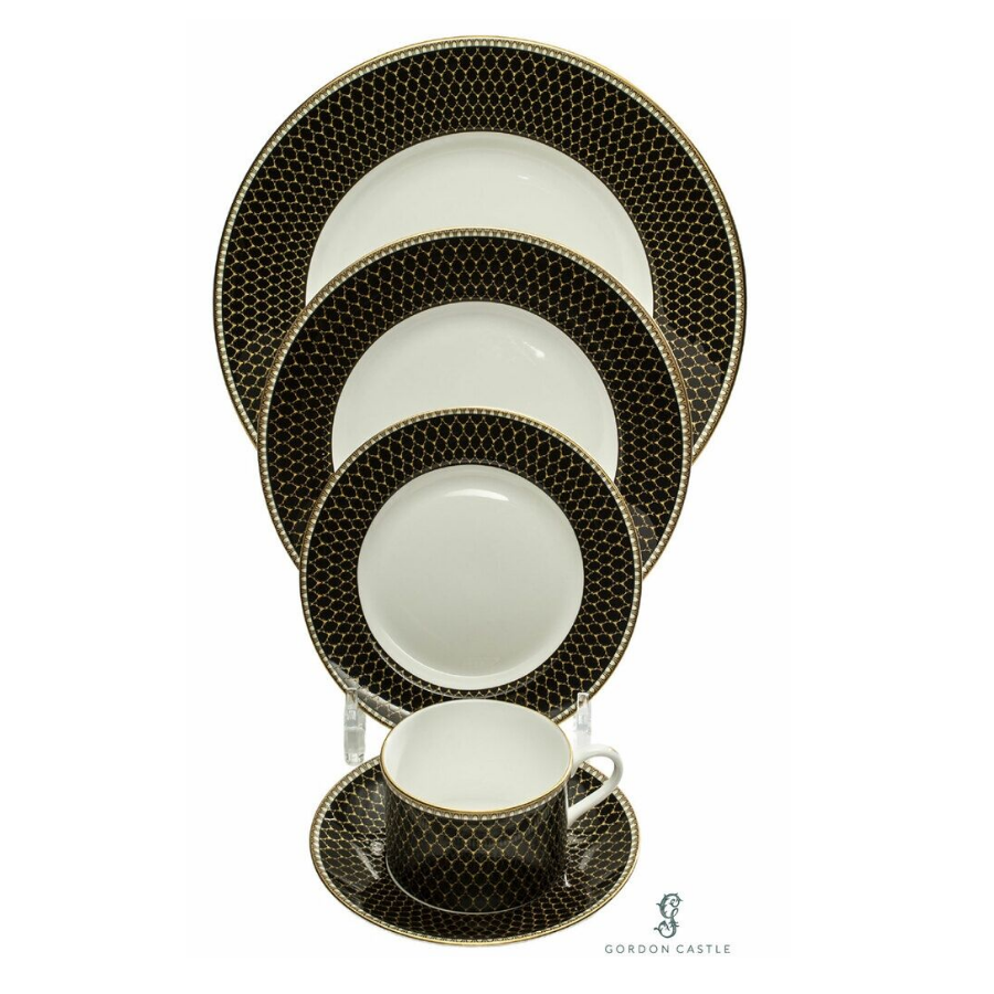 Antler Trellis - Black -  5 Piece Place Setting