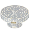 Gray floral pattern mother-of-pearl inlay cake stand