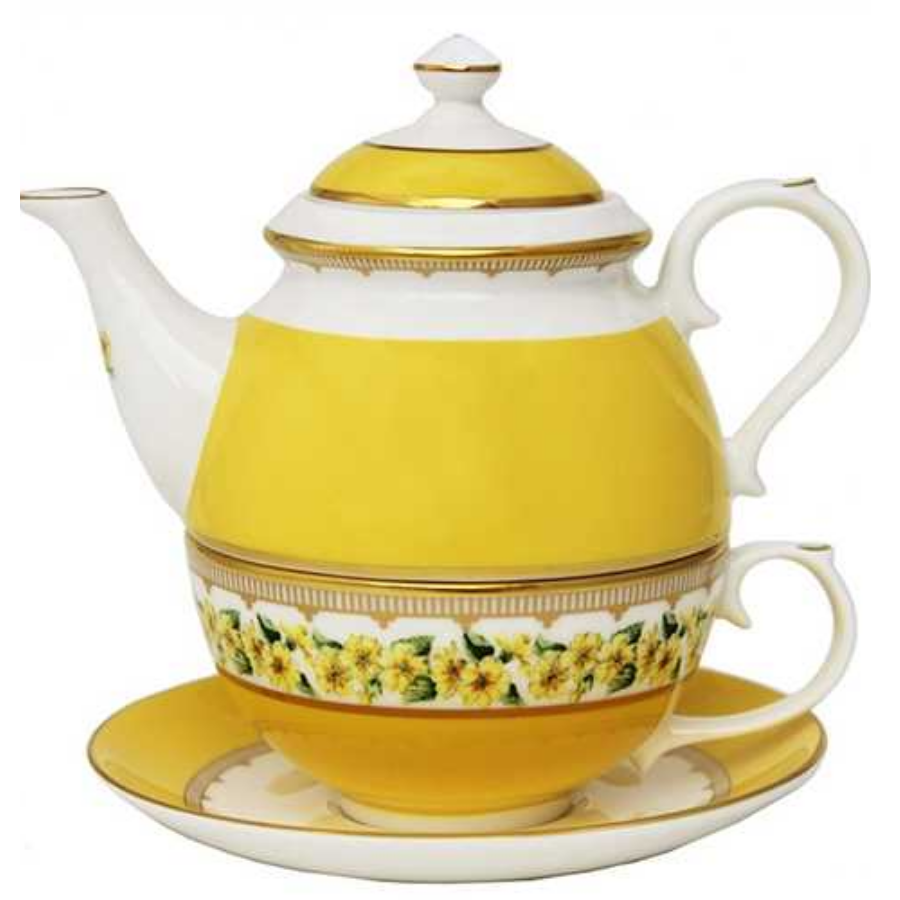 Halcyon Days CoM - Shell Garden Floral - Primula Yellow - Tea for One