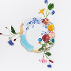 Royal Beyaz / Mavi Çiçek Desenli Yemek Tabağı 28 cm.