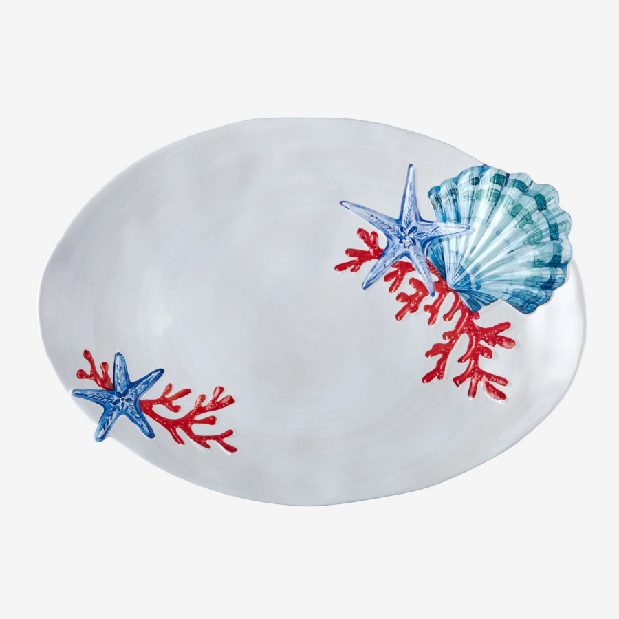 Mercan Beyaz Oval Servis Tabağı 43 cm