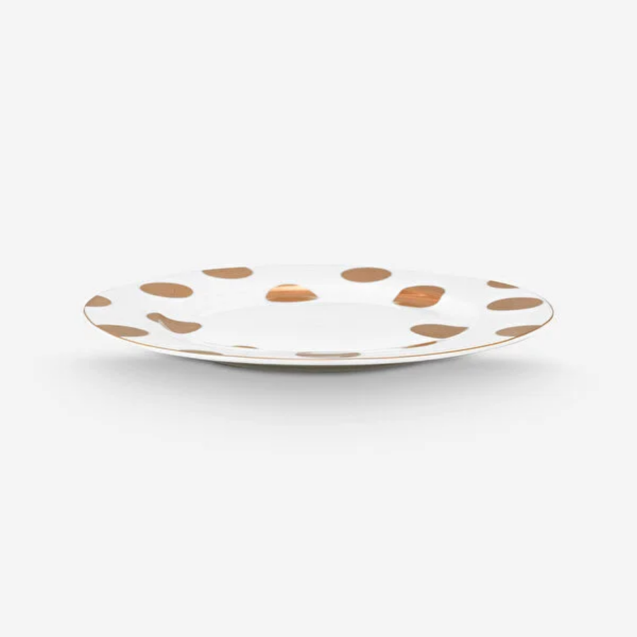 Dot Delight  Altın / Beyaz Tabak 23 cm