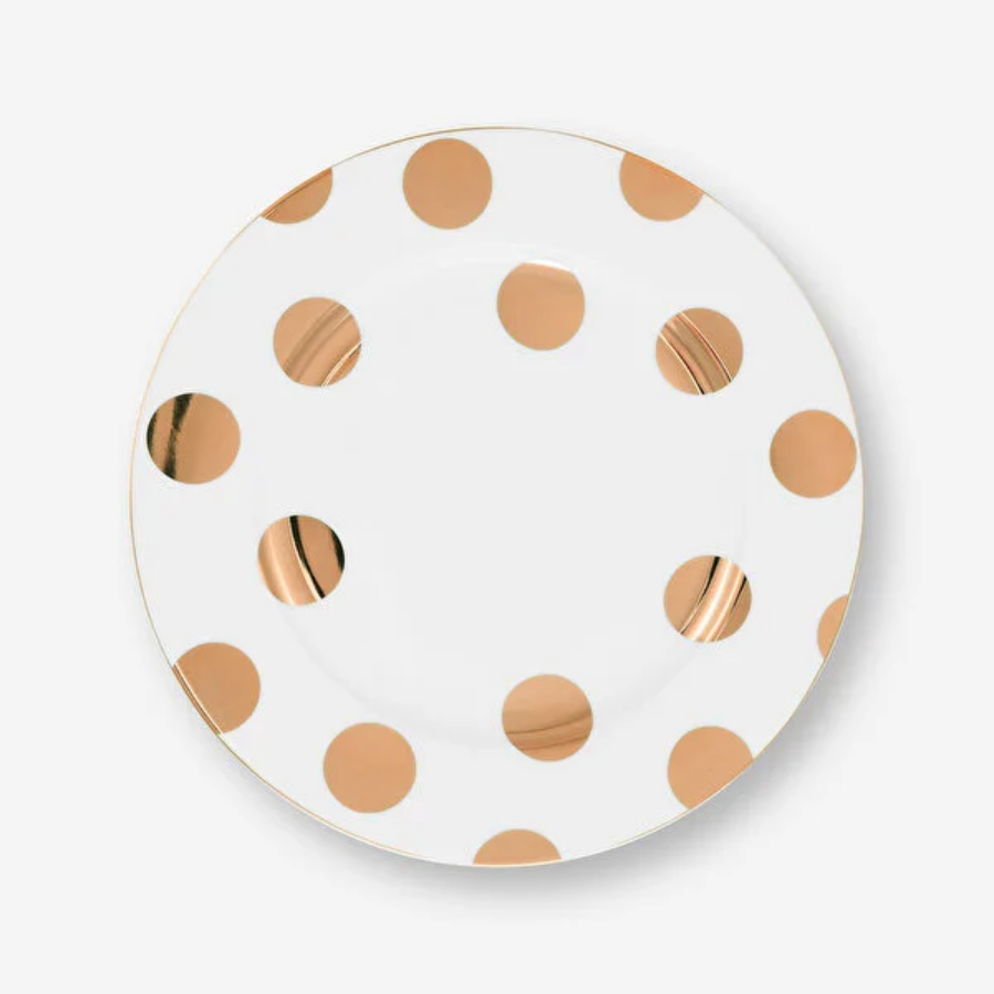 Dot Delight  Altın / Beyaz Tabak 23 cm
