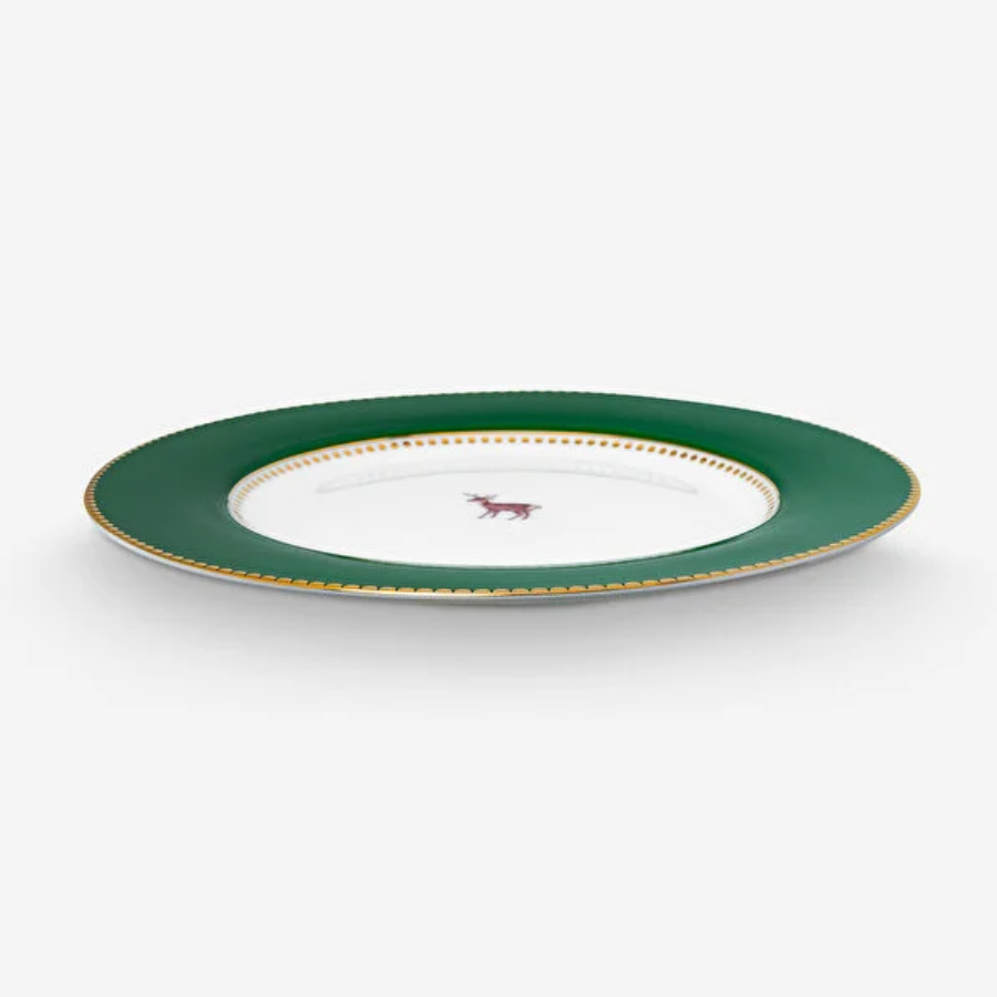 Yeşil Porselen Pasta Tabağı 17 Cm Love Birds
