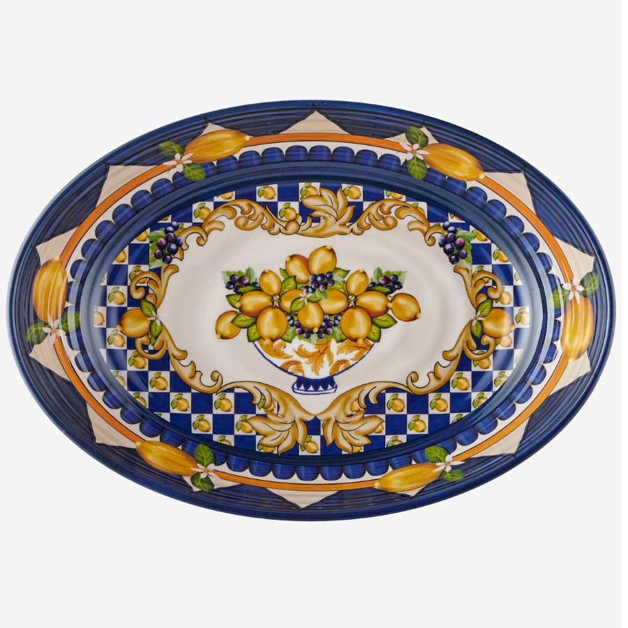 Capri Mavi Goblet Desenli Oval Kase 33cm