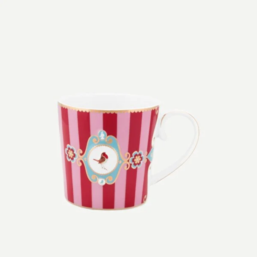Love Birds Kırmızı/Pembe Çizgili Mug 250 ml