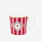 Love Birds Kırmızı/Pembe Çizgili Küçük Mug 150 ml