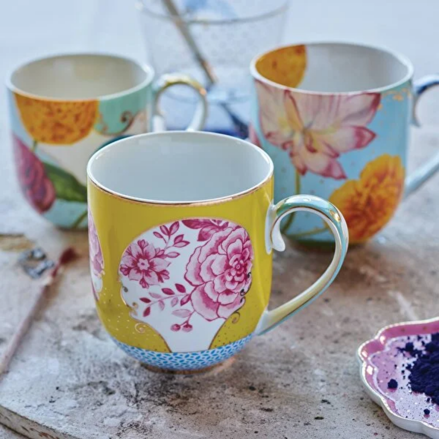 Royal Sarı Çiçek Desenli Büyük Mug 325 ml