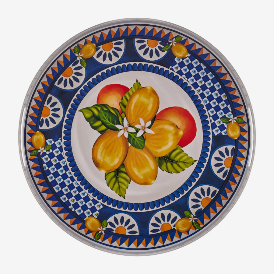 Portofino Mavi Melamin Limon Buketi Tepsi 40cm
