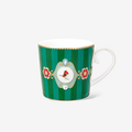 Love Birds Yeşil Çizgili Madalyon Desenli Küçük Mug 150 ml
