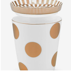 Dot Delight  Altın / Beyaz Kulpsuz  Mug & Çay Tabağı Seti 230 ml