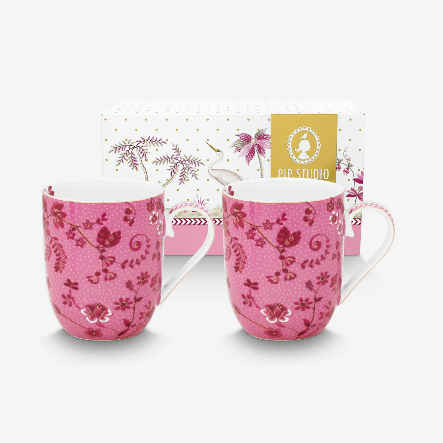 Jolie İkili Pembe Çiçekli Küçük Mug Seti 145 ml.