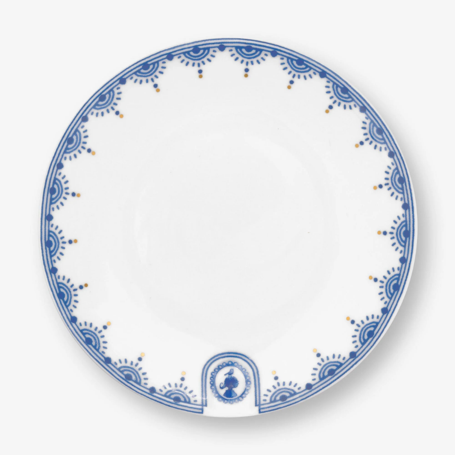 Beyaz Porselen Petit Four Tabağı 12 Cm Blue Bird