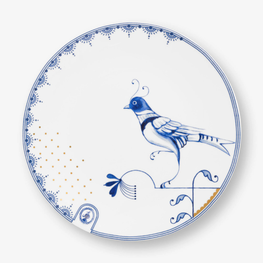 Beyaz Porselen Pasta Tabağı 18 Cm Blue Bird