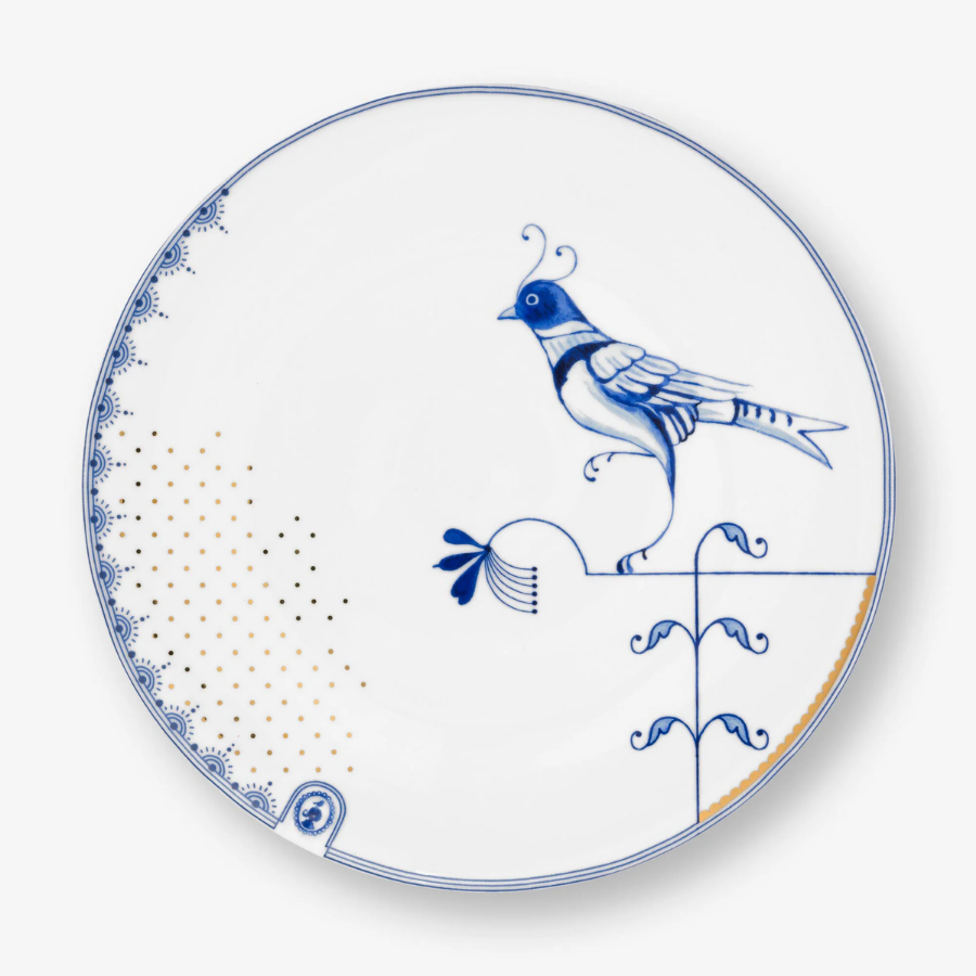 Beyaz Porselen Yemek Tabağı 25,5 Cm Blue Bird