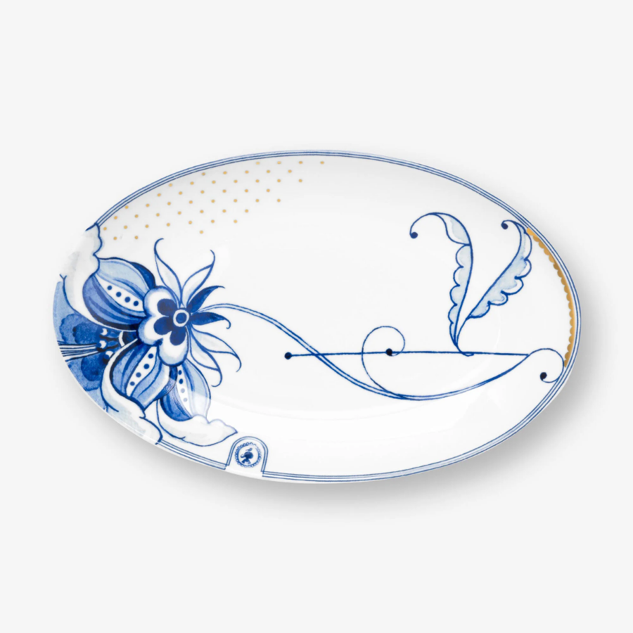 Beyaz Porselen Servis Tabağı 25,5X16,5 Cm Blue Bird