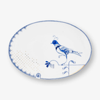 Beyaz Porselen Servis Tabağı 30X21,5 Cm Blue Bird