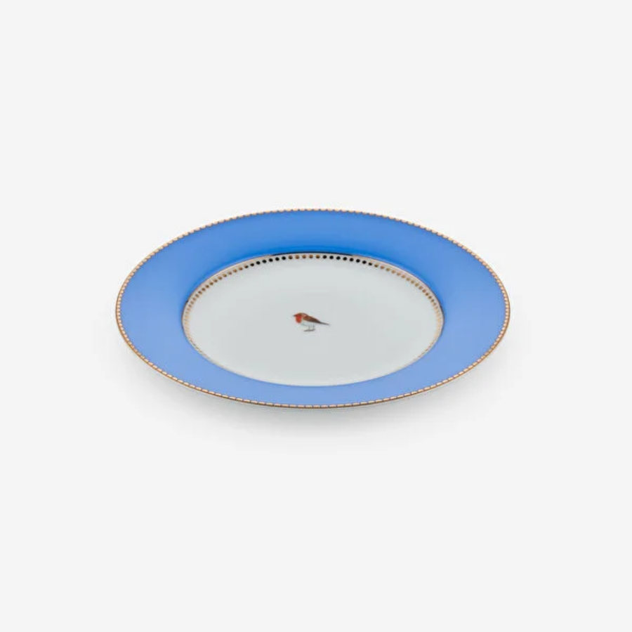 Mavi Porselen Pasta Tabağı 17 Cm Love Birds
