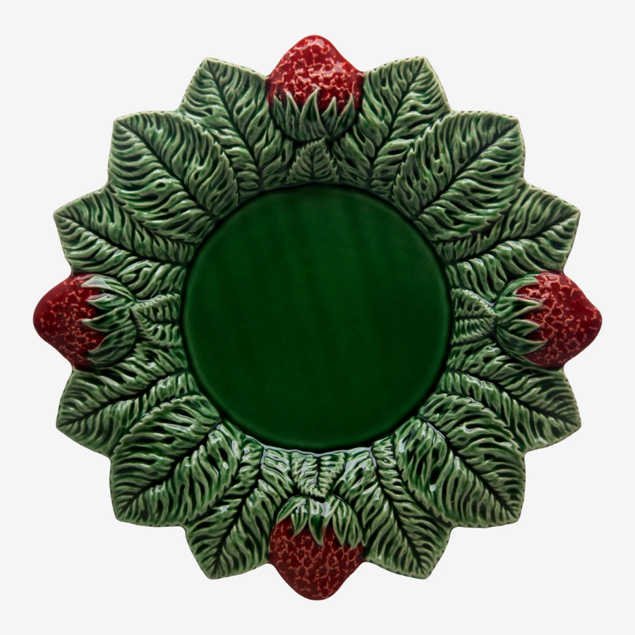 Çilekli Yeşil Tabak 26 cm