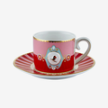 Love Birds Kırmızı Madalyon Desenli Kuşlu Kahve Fincanı 90 ml