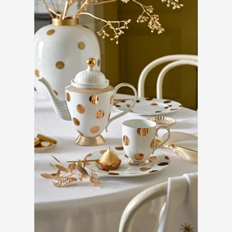 Dot Delight  Altın / Beyaz Demlik 1200 ml