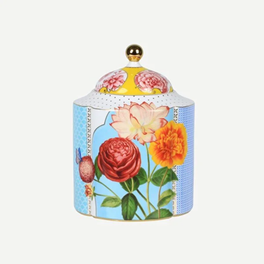 Royal Mavi Çiçek Desenli Orta Boy Küp 1900 Ml