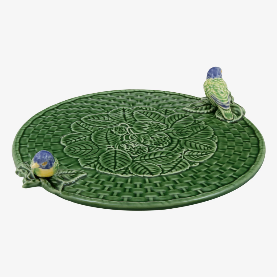 Kuşlu Yeşil Sunum Tabağı 33 cm