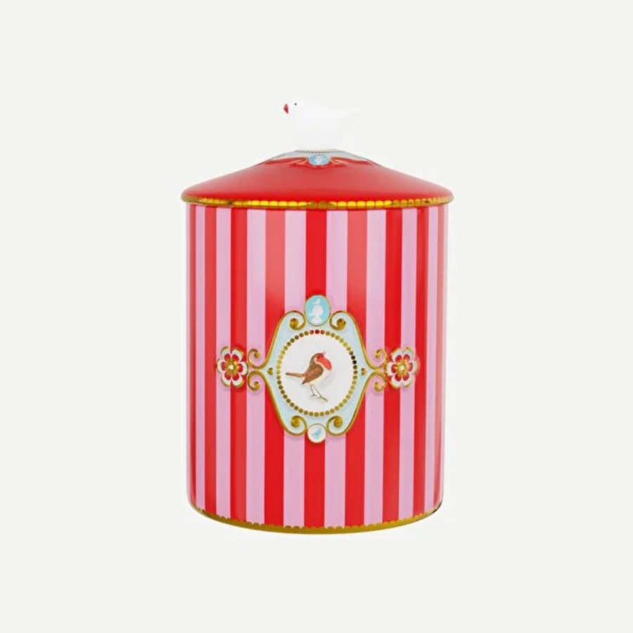 Kırmızı Pembe Porselen Saklama Kabı 1300 Ml Love Birds