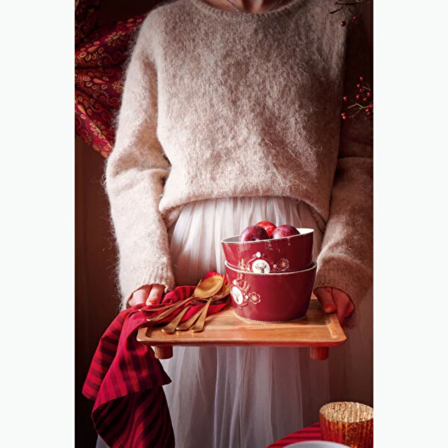 Love Birds Geyikli Kırmızı Kase 15 cm