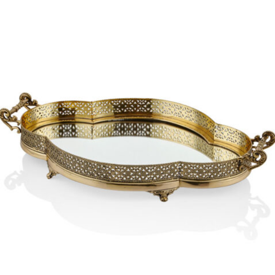 Mırror tray antıque gold 62x38x11 cm 1TR-19210G