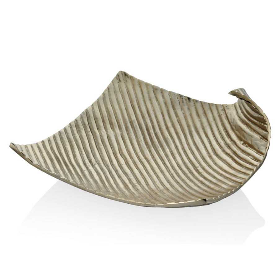 Curved gold large square dısh 41x41x15 cm