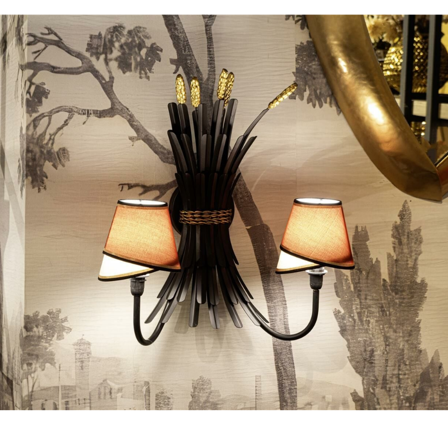 Bordo Şapkalı Başak Siyah Gold Aplik 51x57x24cm