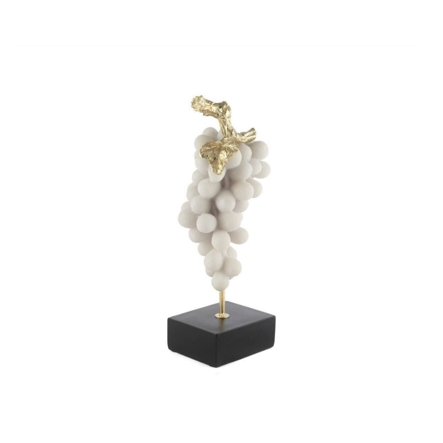 Siyah Kaideli Beyaz Üzüm Resin Dekor 14x13x36cm