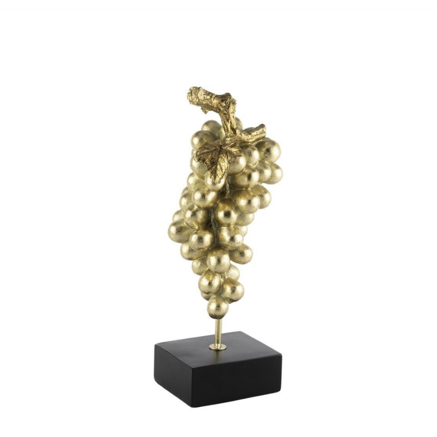 Siyah Kaideli Gold Üzüm Resin Dekor 14x13x36cm