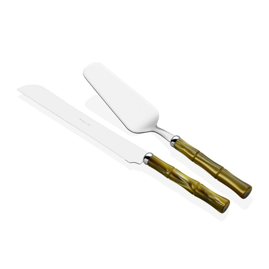 Rivadossi sandro Bamboo Zeytin Yeşili Pasta Servis Seti