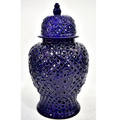 Kuş ve Çiçek desenlı mavı Büyük kup 32x32x64 cm