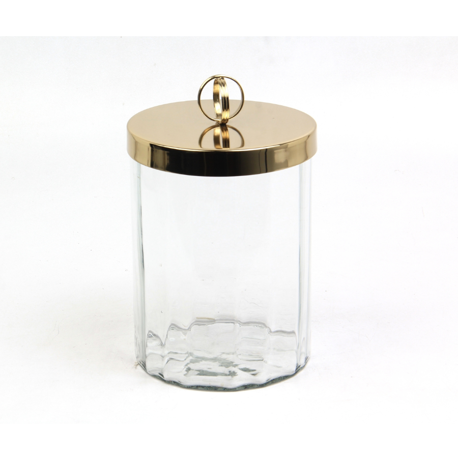  Optık Cam Orta Boy Gold Kavanoz 15X15X24,5 Cm