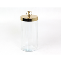  Halka Kulplu Optık Cam Buyuk Gold Kavanoz 13,513,5X30 Cm