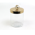 Halka Kulplu Optık Cam Kucuk Gold Kavanoz 13,513,5X19 Cm