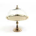 Optık Cam Oval Gold Ayaklı Kek Standı 24,5X30X36,5 Cm