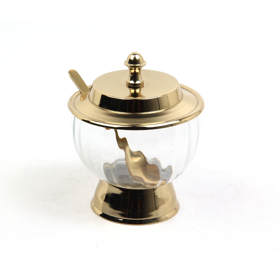 Optık Cam Gold Kapaklı Sekerlık 13X13X13,5 Cm