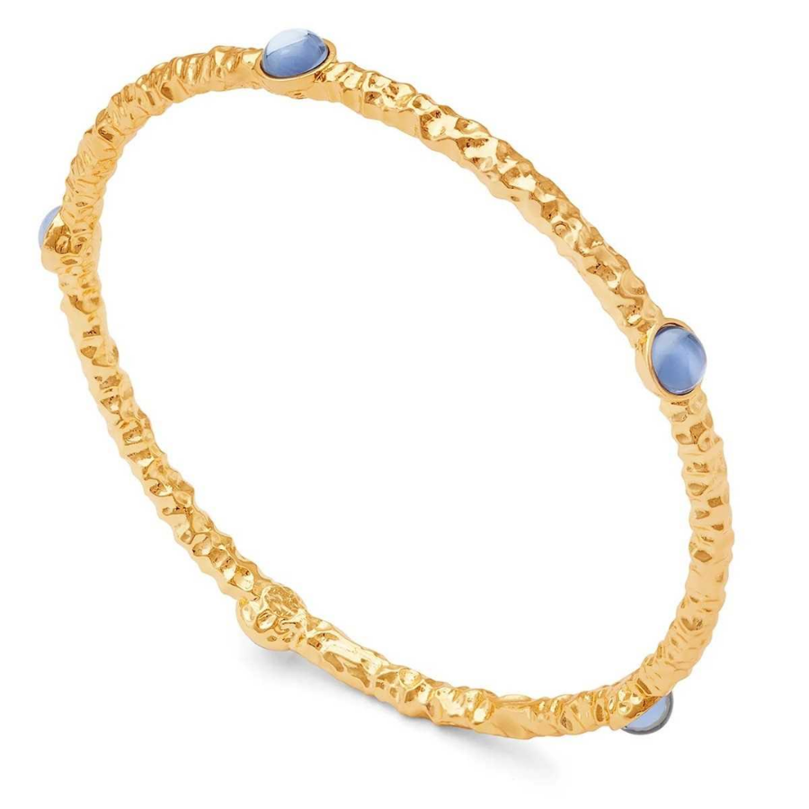 Cabochon Forget-Me-Not & Gold Push-Bileklik