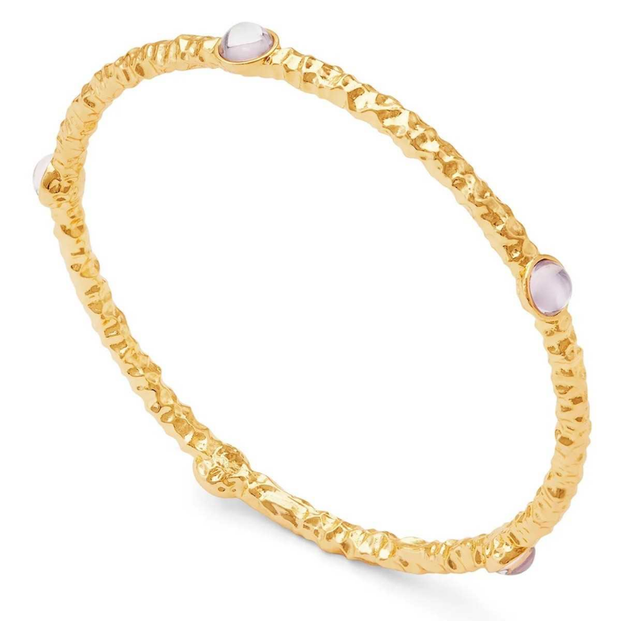 Cabochon Rose Quartz & Gold Push-Bileklik