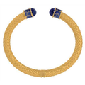 Minoan Deep Cobalt Gold Hinged Torque Bileklik
