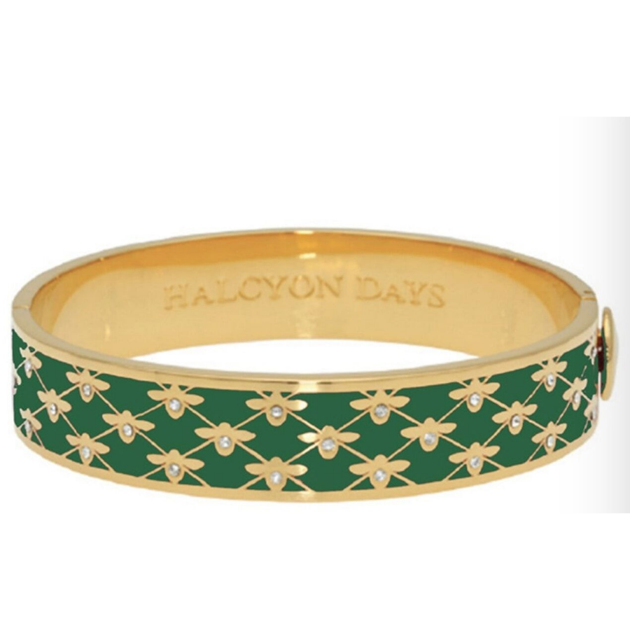 13mm Bee Sparkle - Emerald - Gold -Hinged Bileklik