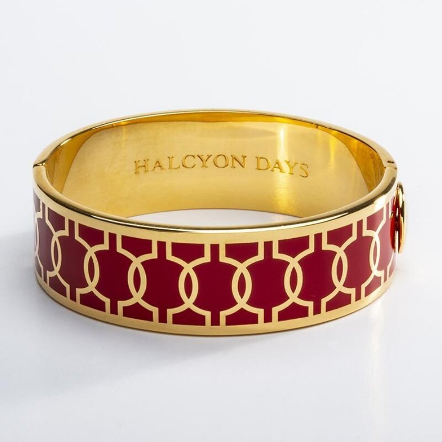19mm - Geometric Circle - Red - Gold -  Hinged Bileklik