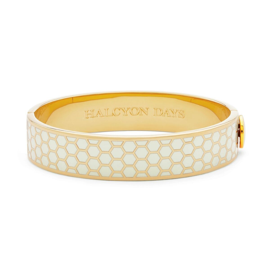 13mm Honeycomb Cream Gold Hinged Bileklik