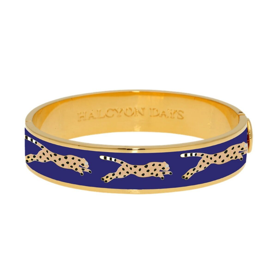 13mm Leopard Deep Cobalt Gold Hinged Bileklik